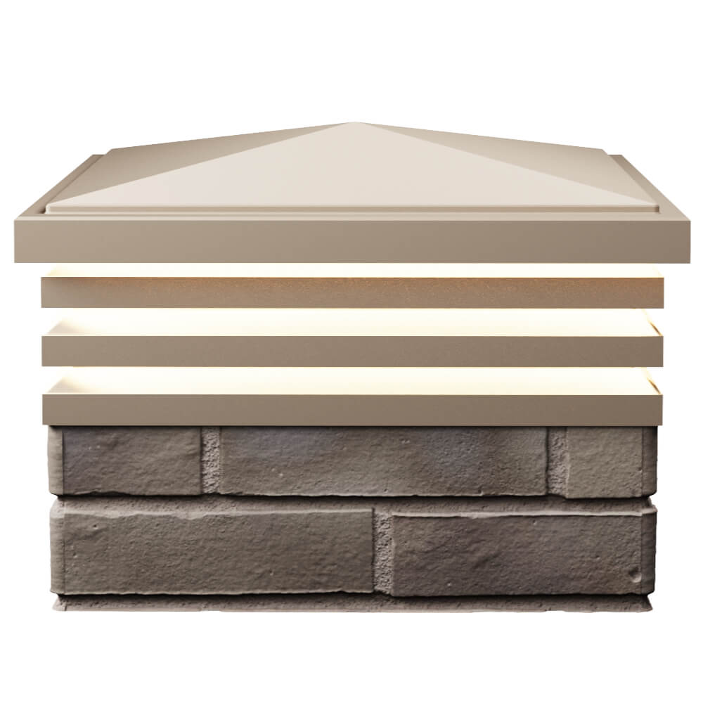 Колпак Zking Бона ХайТек Бежевый на столб 1.5х1.5 кирпича (385х385мм) с подсветкой в Омске фото