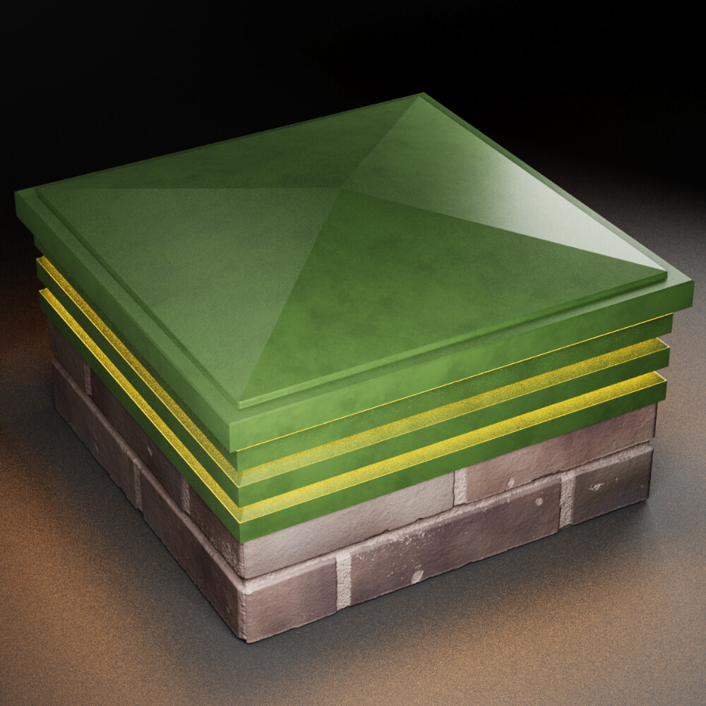 Колпак Zking Бона ХайТек Зеленый на столб 2х2 кирпича (513х513мм) с подсветкой в Омске фото