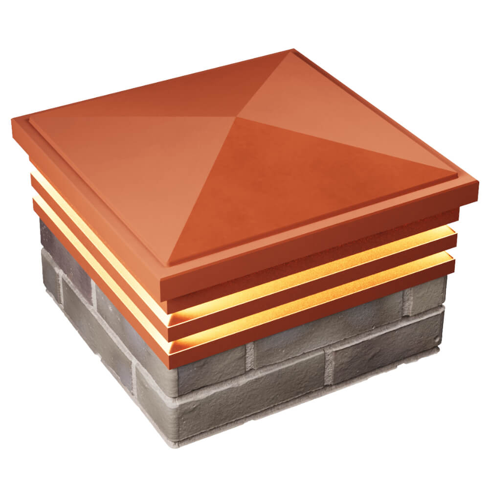 Колпак Zking Бона ХайТек Красный на столб 1.5х1.5 кирпича (385х385мм) с подсветкой в Омске фото