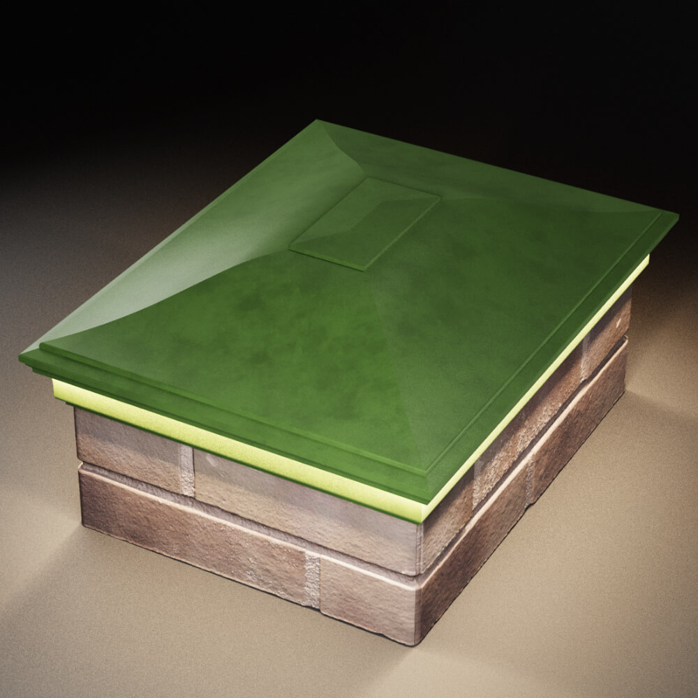 Колпак Zking Монблан Зеленый на столб 2х1.5 кирпича (515х385мм) c подсветкой в Омске фото