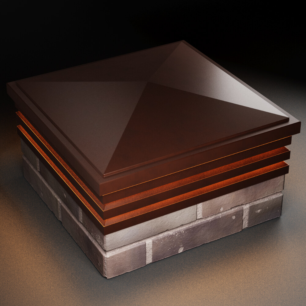 Колпак Zking Бона ХайТек Коричневый на столб 2х2 кирпича (513х513мм) с подсветкой в Омске фото