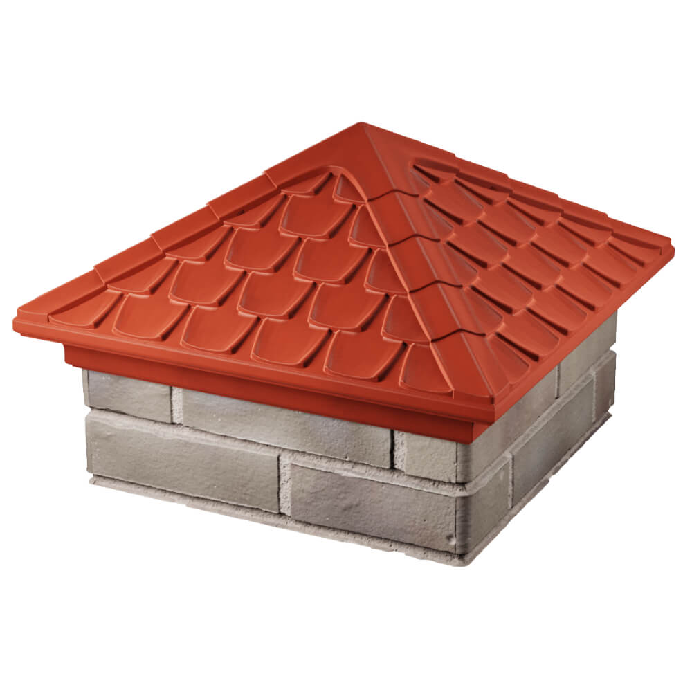 Колпак Zking Эльбрус Красный на столб 1.5х1.5 кирпича (385х385мм) в Омске фото