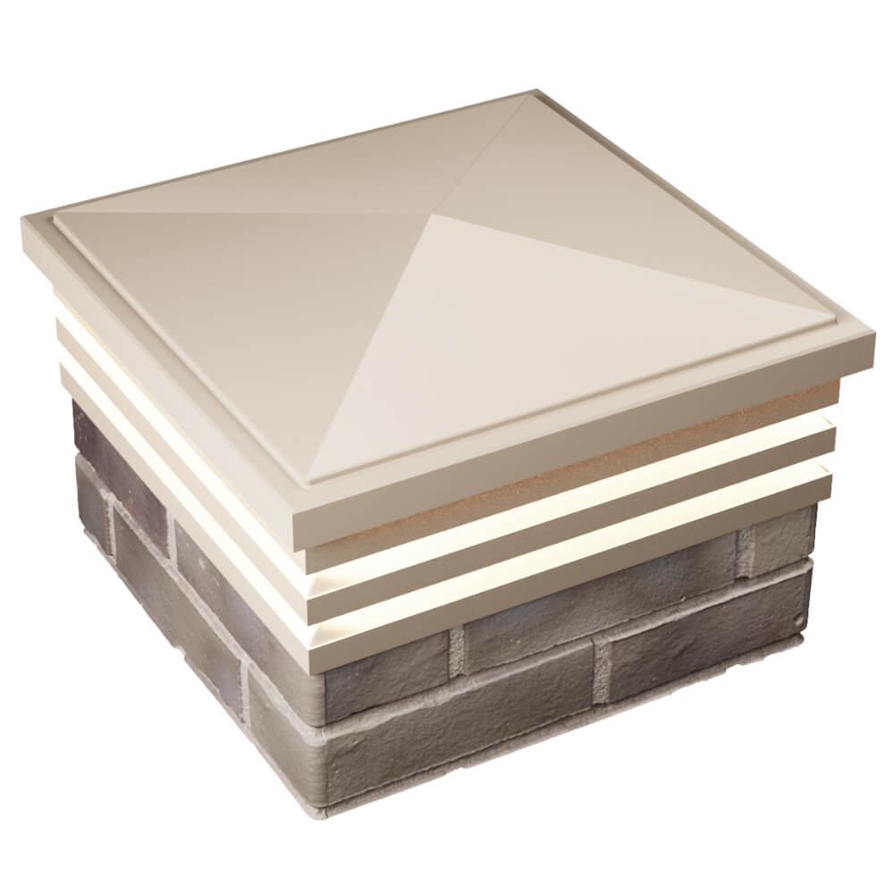 Колпак Zking Бона ХайТек Бежевый на столб 1.5х1.5 кирпича (385х385мм) с подсветкой в Омске фото