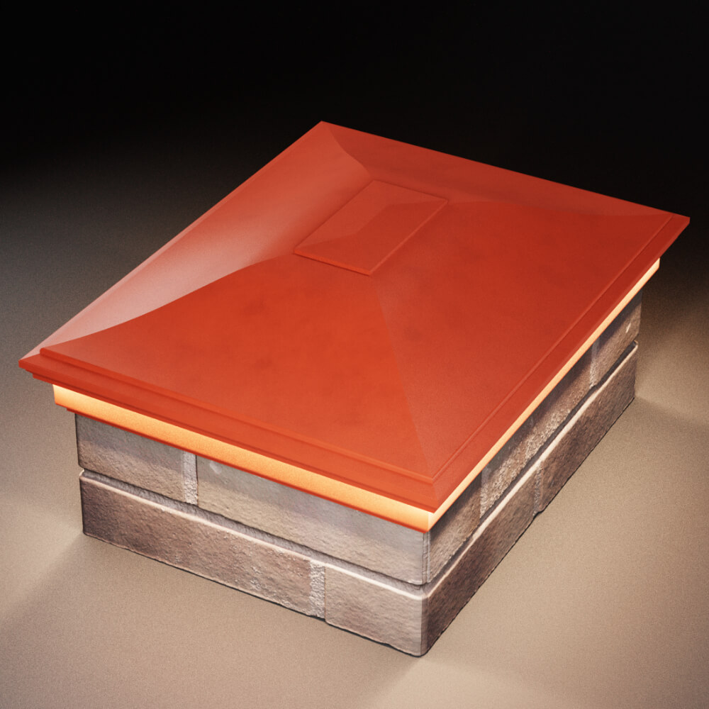 Колпак Zking Монблан Красный на столб 2х1.5 кирпича (515х385мм) c подсветкой в Омске фото