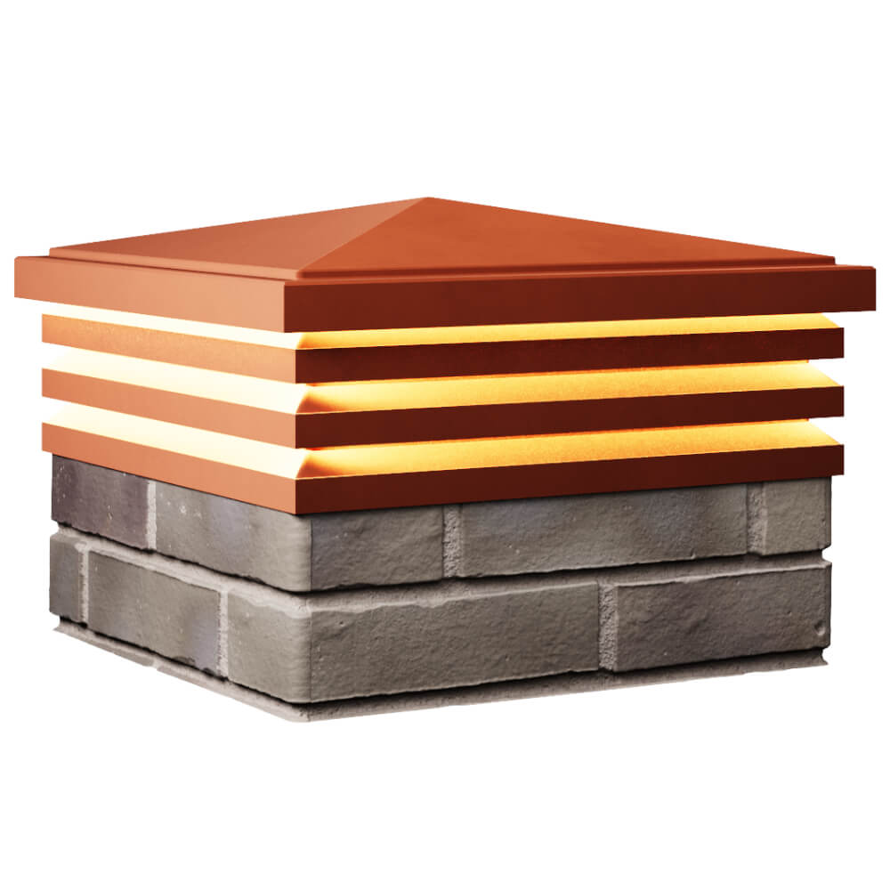 Колпак Zking Бона ХайТек Красный на столб 1.5х1.5 кирпича (385х385мм) с подсветкой в Омске фото