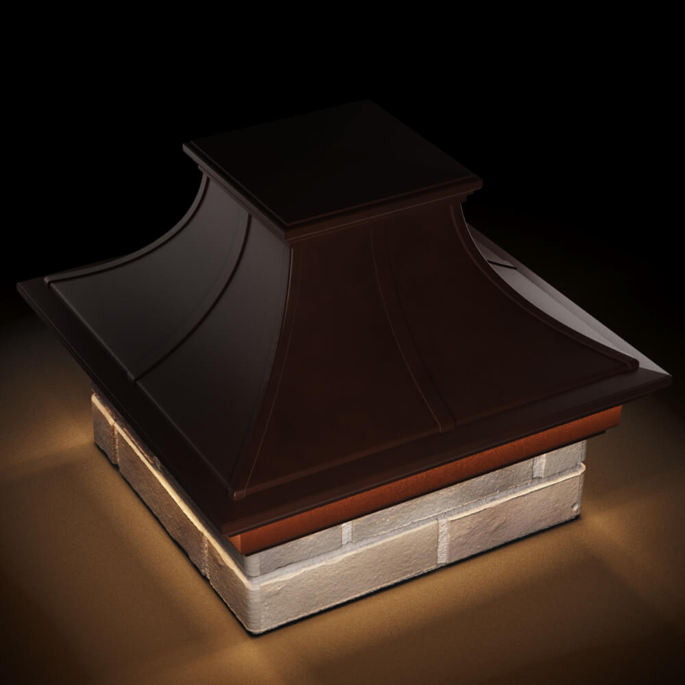 Колпак Zking Монблан Премиум Коричневый на столб 1.5х1.5 кирпича (385х385мм) с подсветкой в Омске фото