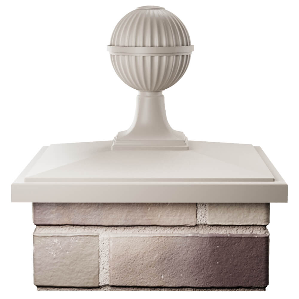 Колпак Zking БонаМоно Бежевый с шаром на столб 1.5х1.5 кирпича (385х385, 400х400мм) в сборе Омск фото