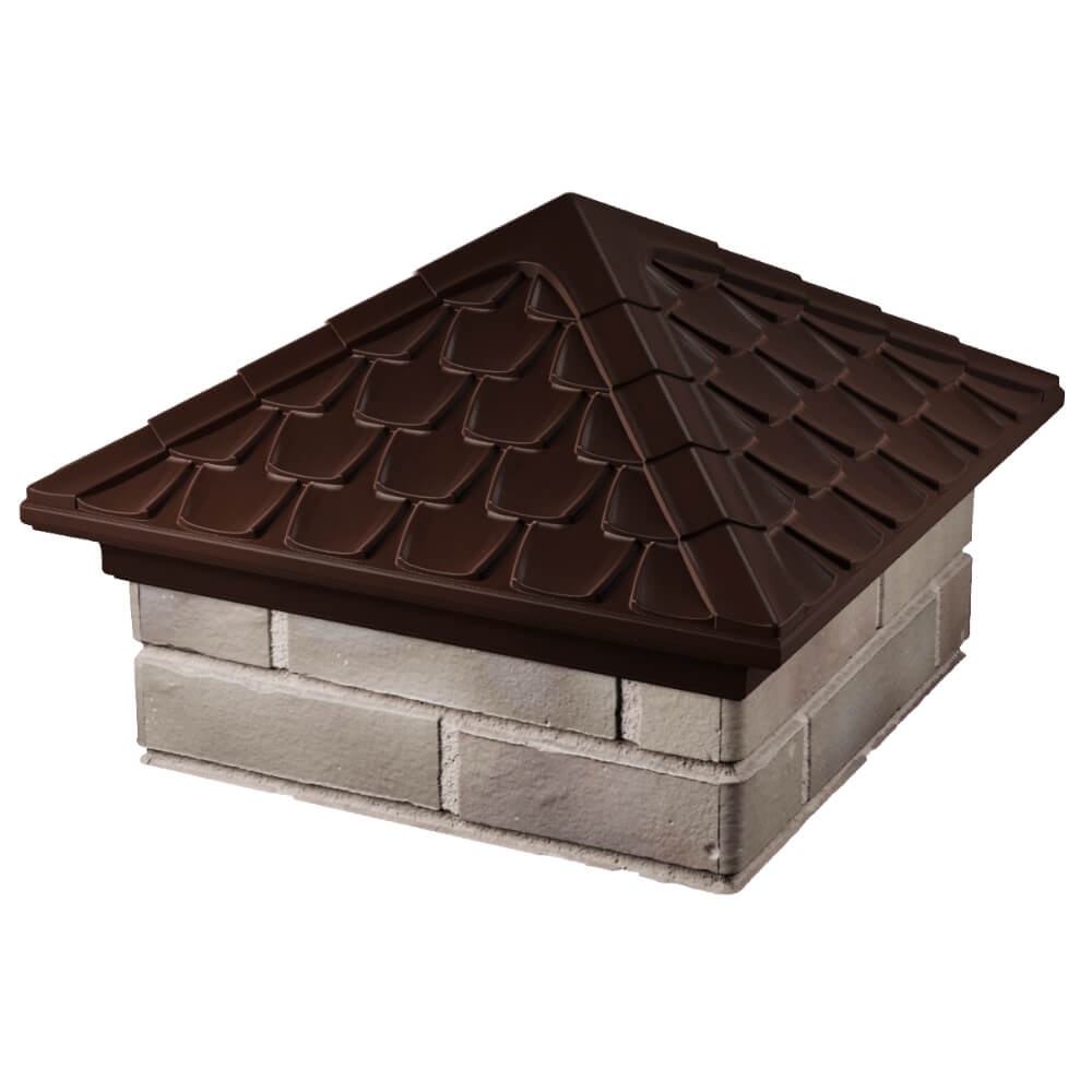 Колпак Zking Эльбрус Коричневый на столб 1.5х1.5 кирпича (385х385мм) в Омске фото