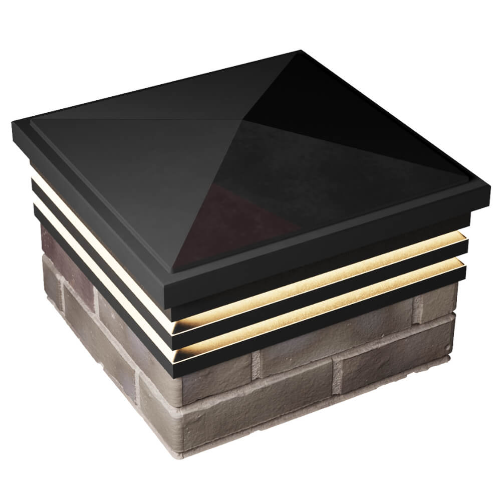 Колпак Zking Бона ХайТек Черный на столб 1.5х1.5 кирпича (385х385мм) с подсветкой в Омске фото