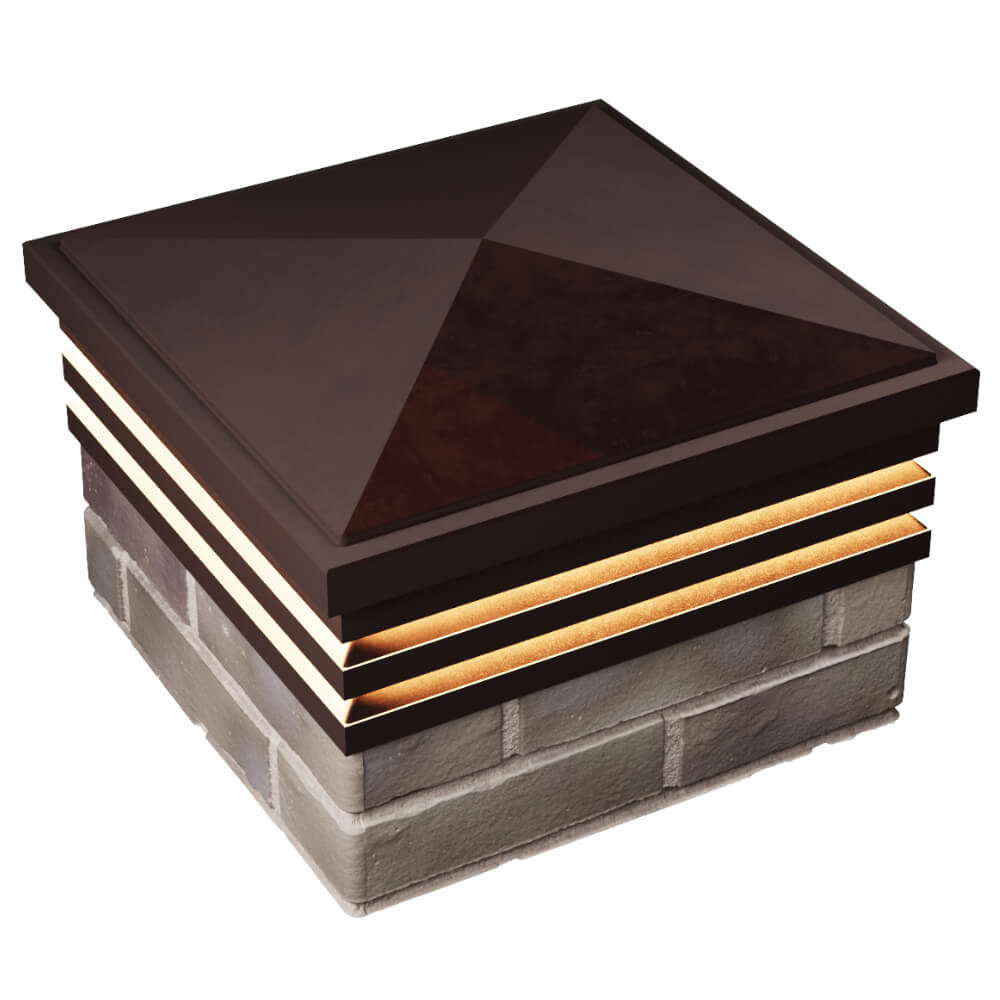 Колпак Zking Бона ХайТек Коричневый на столб 1.5х1.5 кирпича (385х385мм) с подсветкой в Омске фото