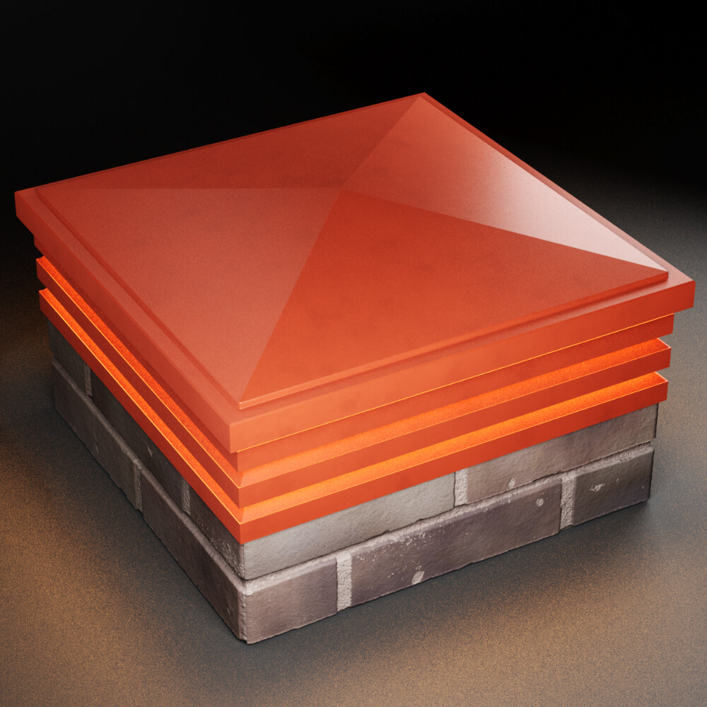 Колпак Zking Бона ХайТек Красный на столб 2х2 кирпича (513х513мм) с подсветкой в Омске фото