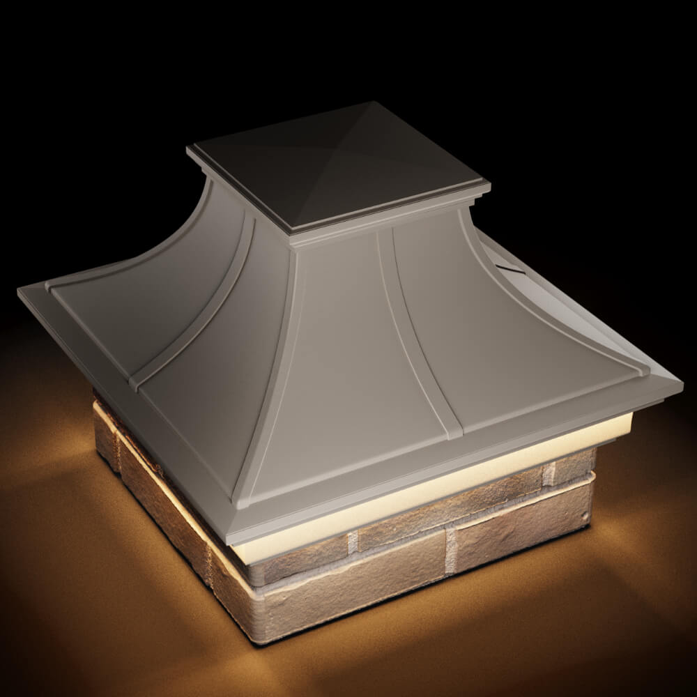 Колпак Zking Монблан Премиум Бежевый на столб 1.5х1.5 кирпича (385х385мм) с подсветкой в Омске фото