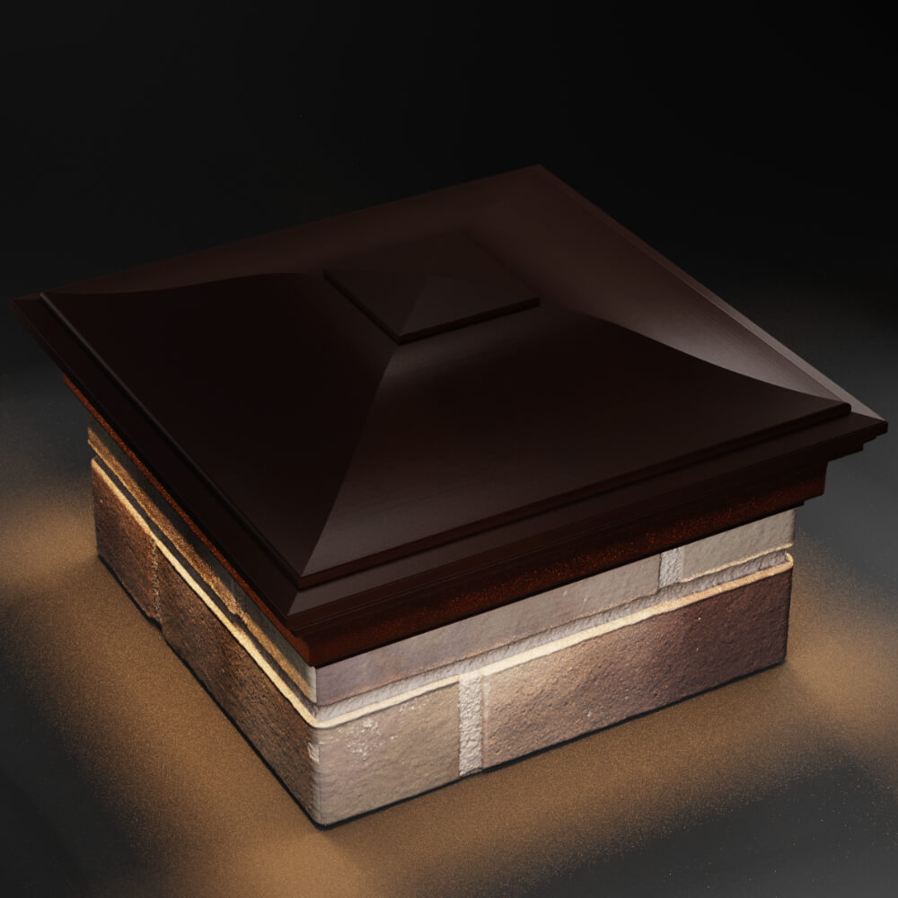 Колпак Zking Монблан Коричневый на столб 1.5х1.5 кирпича (385х385мм) с подсветкой в Омске фото