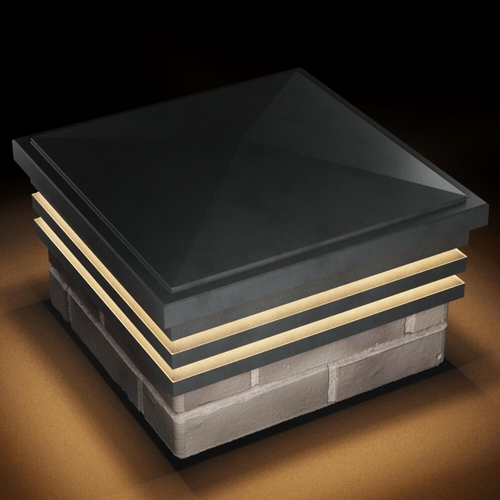 Колпак Zking Бона ХайТек Серый на столб 1.5х1.5 кирпича (385х385мм) с подсветкой в Омске фото