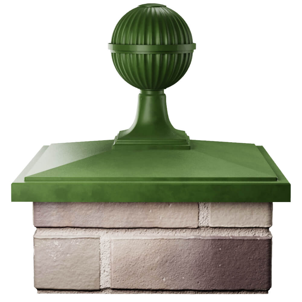 Колпак Zking БонаМоно Зеленый с шаром на столб 1.5х1.5 кирпича (385х385, 400х400мм) в сборе Омск фото
