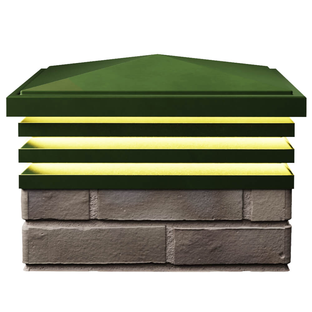 Колпак Zking Бона ХайТек Зеленый на столб 1.5х1.5 кирпича (385х385мм) с подсветкой в Омске фото