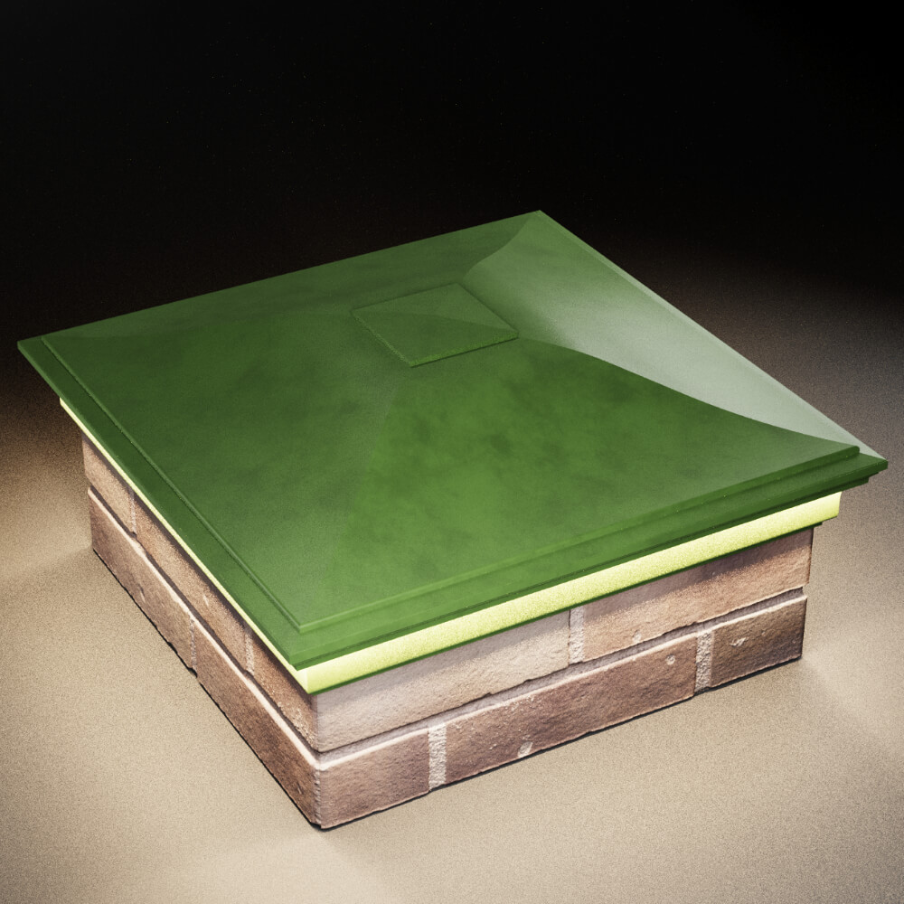 Колпак Zking Монблан Зеленый на столб 2х2 кирпича (515х515мм) c подсветкой в Омске фото