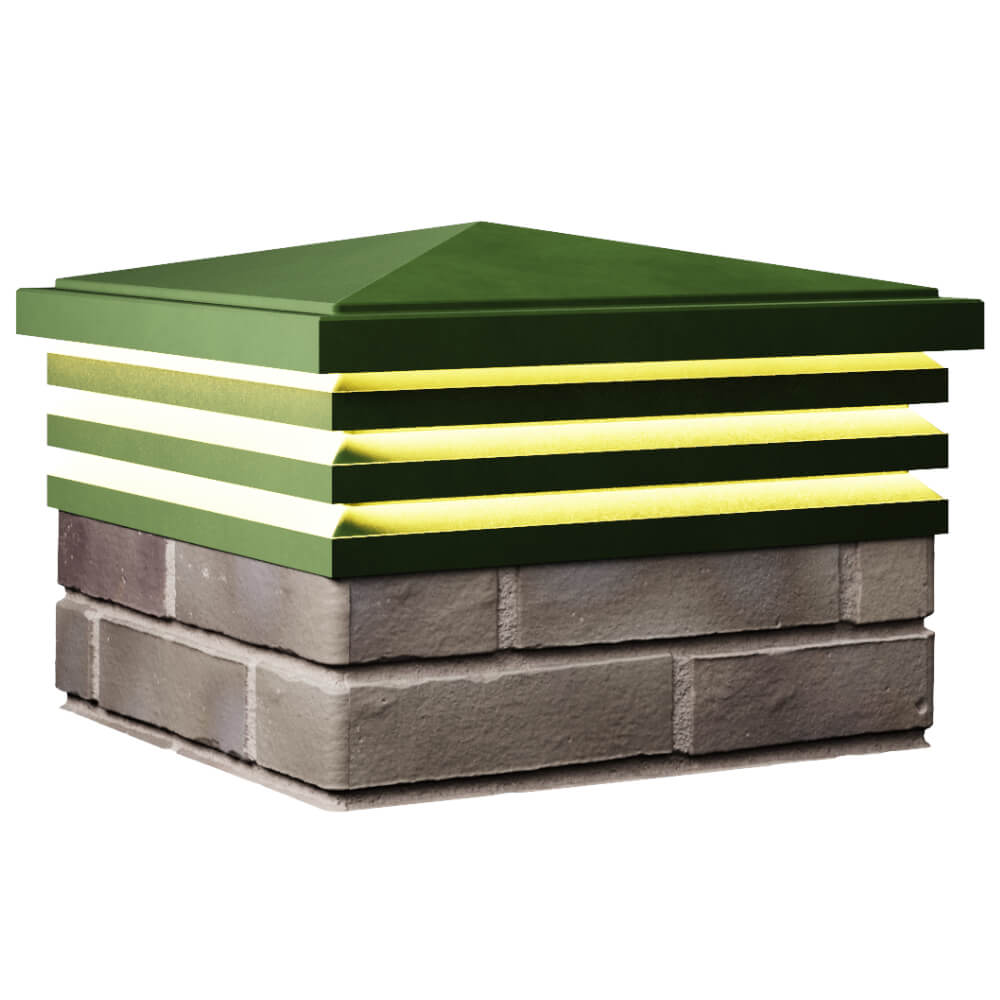 Колпак Zking Бона ХайТек Зеленый на столб 1.5х1.5 кирпича (385х385мм) с подсветкой в Омске фото