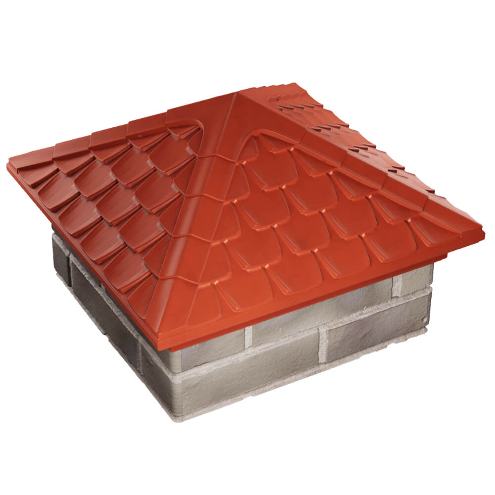 Колпак Zking Эльбрус Красный на столб 1.5х1.5 кирпича (385х385мм) в Омске фото