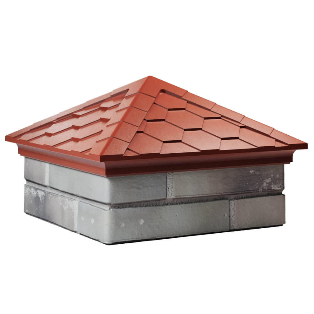 Колпак Zking Эверест Красный на столб 1.5х1.5 кирпича (390х390мм) в Омске фото