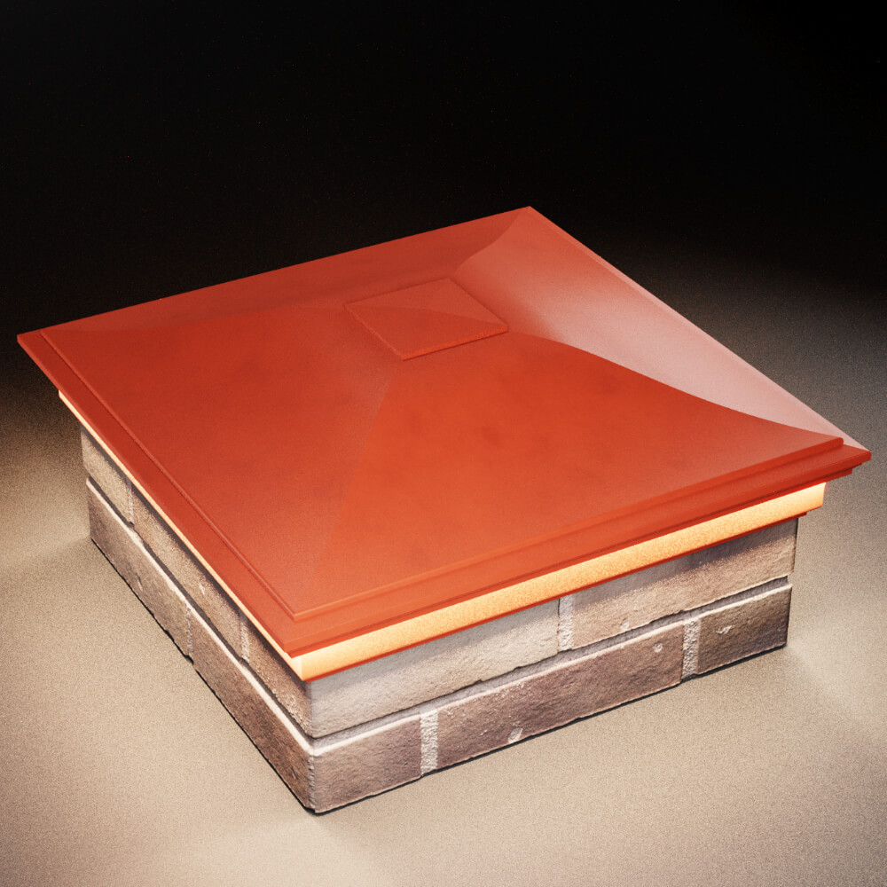 Колпак Zking Монблан Красный на столб 2х2 кирпича (515х515мм) c подсветкой в Омске фото