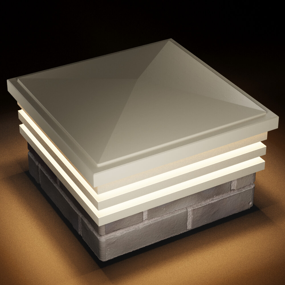 Колпак Zking Бона ХайТек Бежевый на столб 1.5х1.5 кирпича (385х385мм) с подсветкой в Омске фото