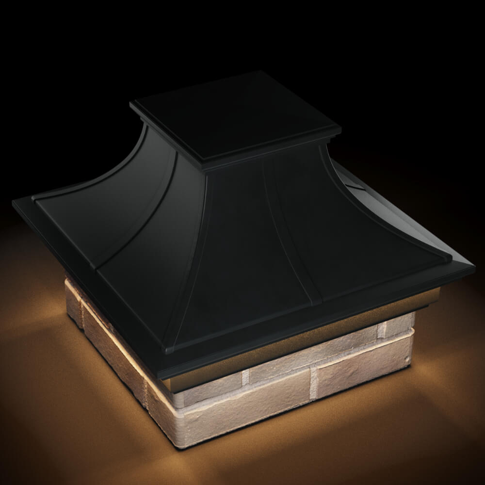 Колпак Zking Монблан Премиум Черный на столб 1.5х1.5 кирпича (385х385мм) с подсветкой в Омске фото