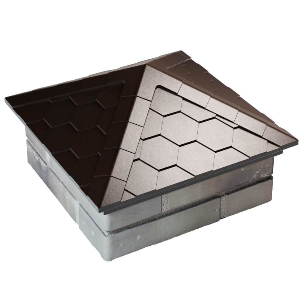 Колпак Zking Эверест Коричневый на столб 1.5х1.5 кирпича (390х390мм) в Омске фото