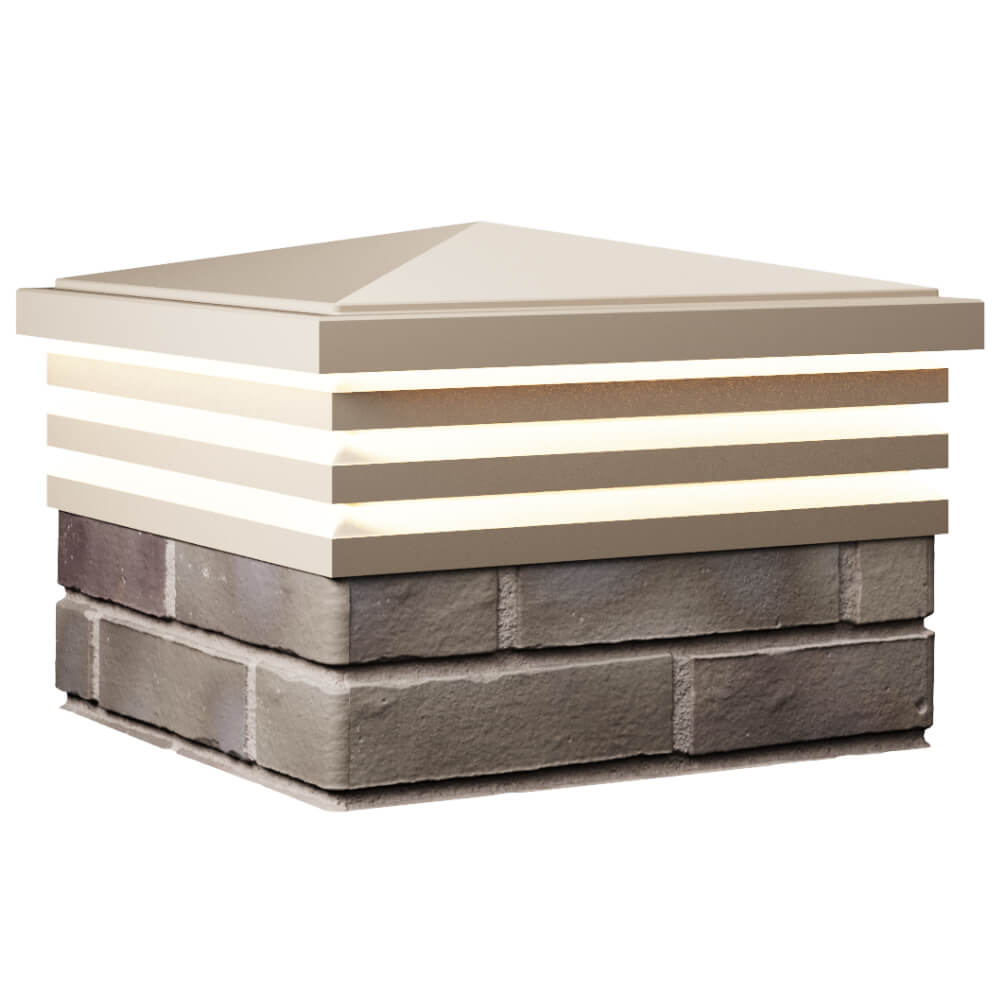 Колпак Zking Бона ХайТек Бежевый на столб 1.5х1.5 кирпича (385х385мм) с подсветкой в Омске фото