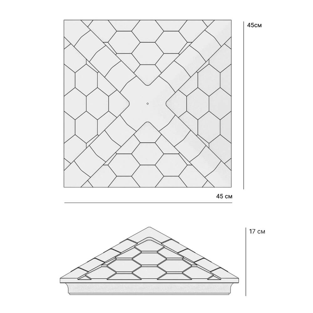 Колпак Zking Эверест Серый на столб 1.5х1.5 кирпича (390х390мм) в Омске фото