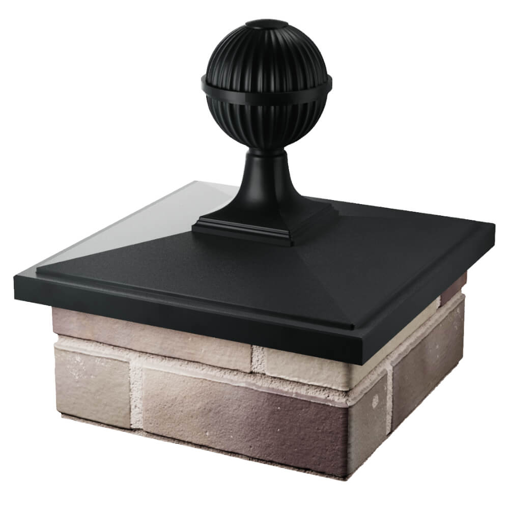 Колпак Zking БонаМоно Черный с шаром на столб 1.5х1.5 кирпича (385х385, 400х400мм) в сборе в Омске фото