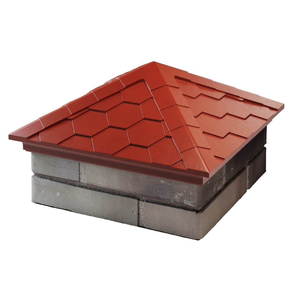 Колпак Zking Эверест Красный на столб 1.5х1.5 кирпича (390х390мм) в Омске фото