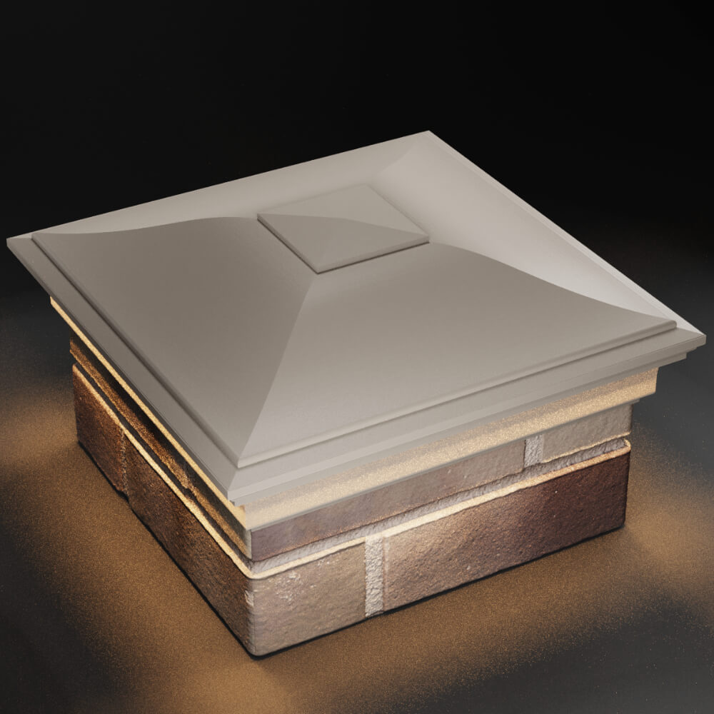 Колпак Zking Монблан Бежевый на столб 1.5х1.5 кирпича (385х385мм) с подсветкой в Омске фото