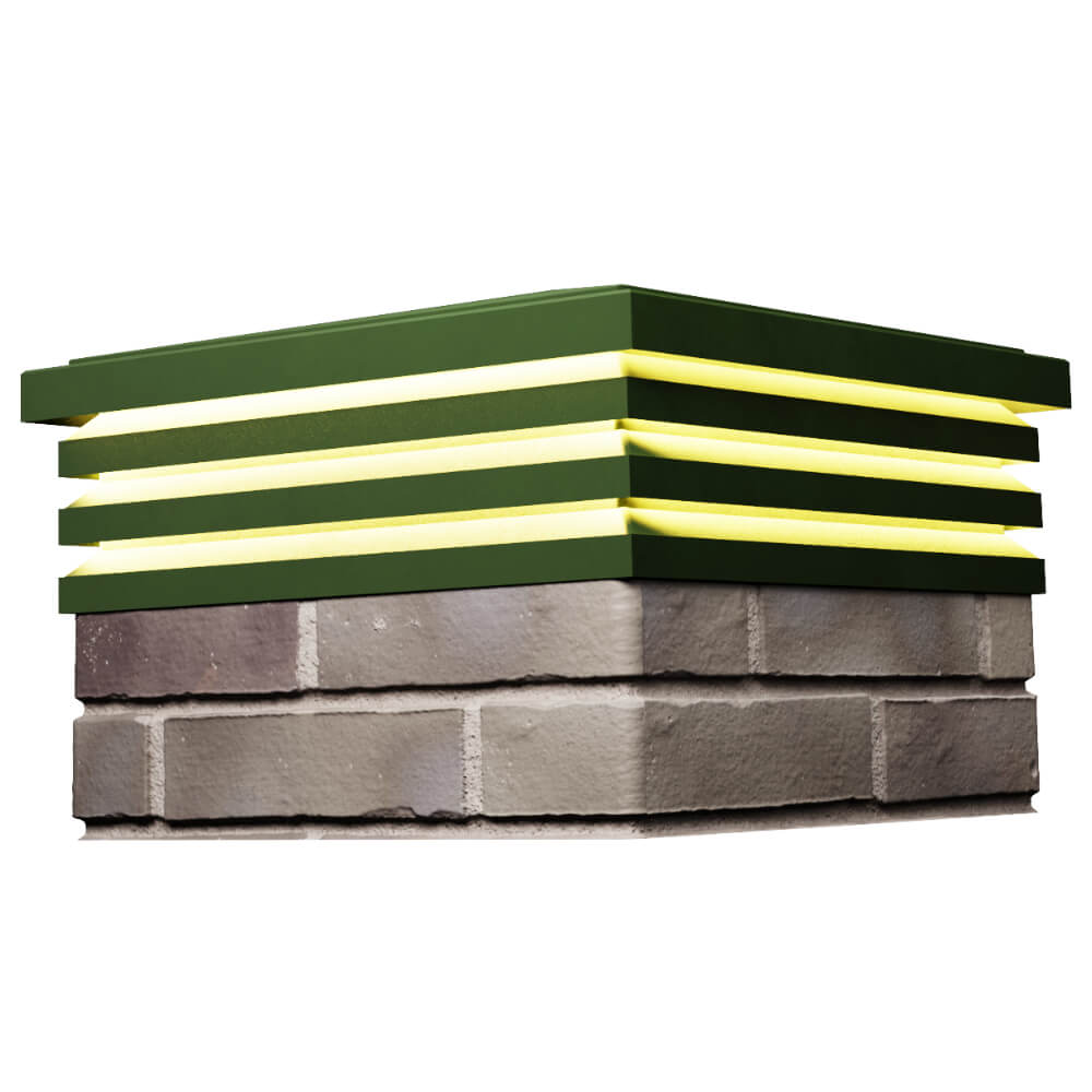 Колпак Zking Бона ХайТек Зеленый на столб 1.5х1.5 кирпича (385х385мм) с подсветкой в Омске фото