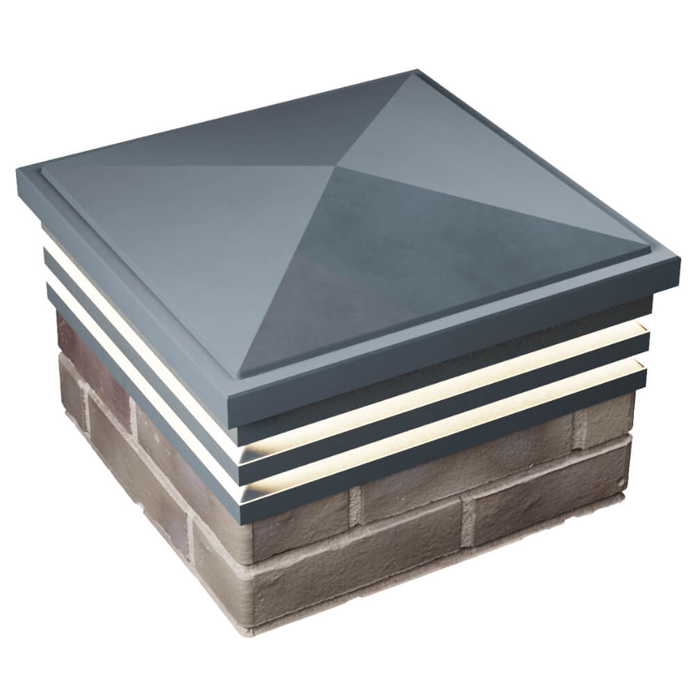 Колпак Zking Бона ХайТек Серый на столб 1.5х1.5 кирпича (385х385мм) с подсветкой в Омске фото