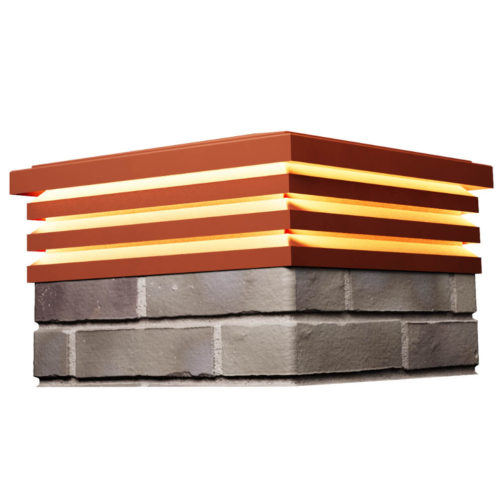 Колпак Zking Бона ХайТек Красный на столб 1.5х1.5 кирпича (385х385мм) с подсветкой в Омске фото