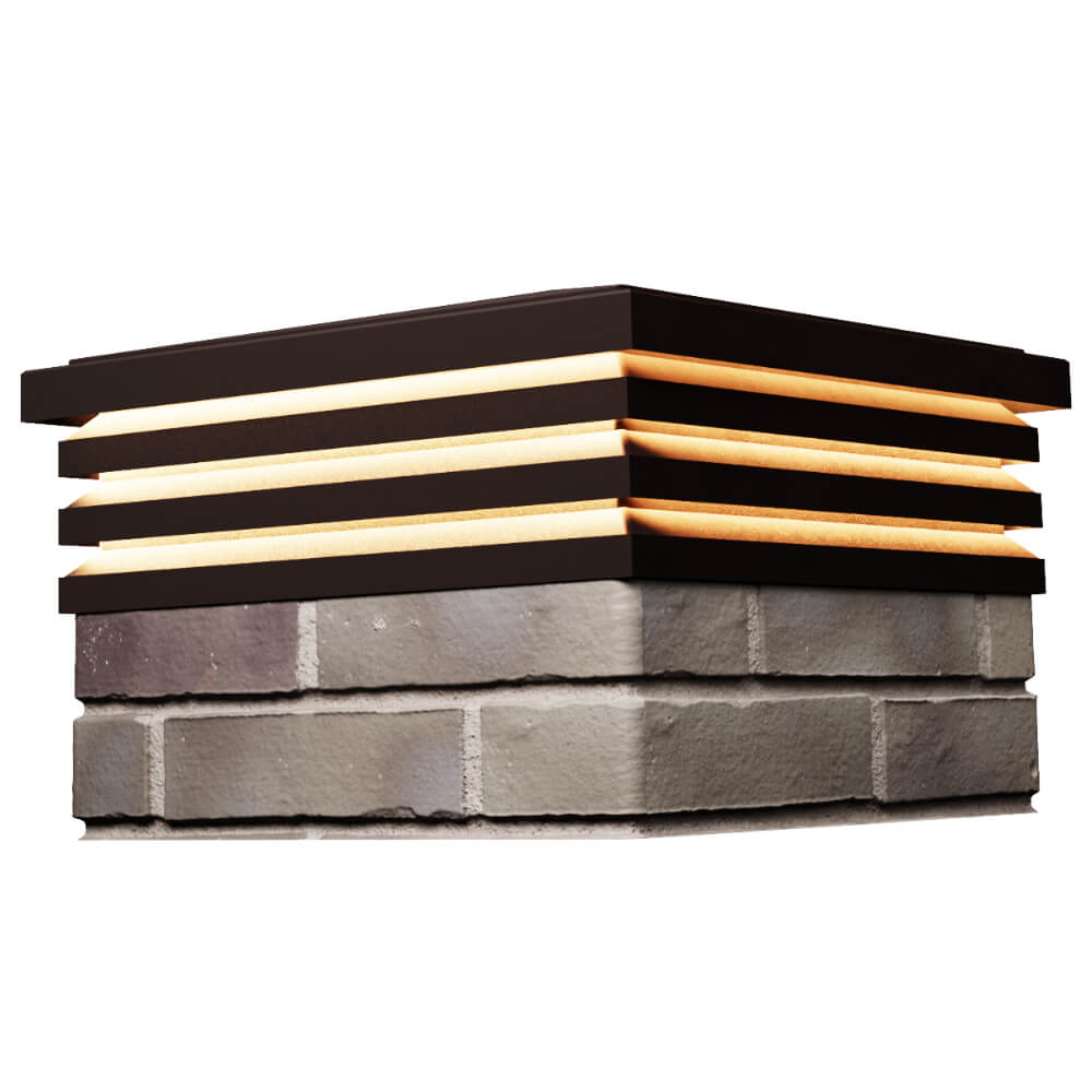 Колпак Zking Бона ХайТек Коричневый на столб 1.5х1.5 кирпича (385х385мм) с подсветкой в Омске фото