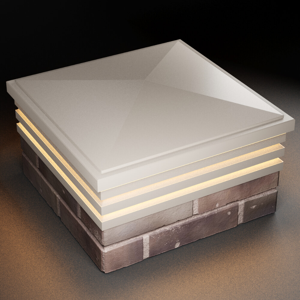 Колпак Zking Бона ХайТек Бежевый на столб 2х2 кирпича (513х513мм) с подсветкой в Омске фото