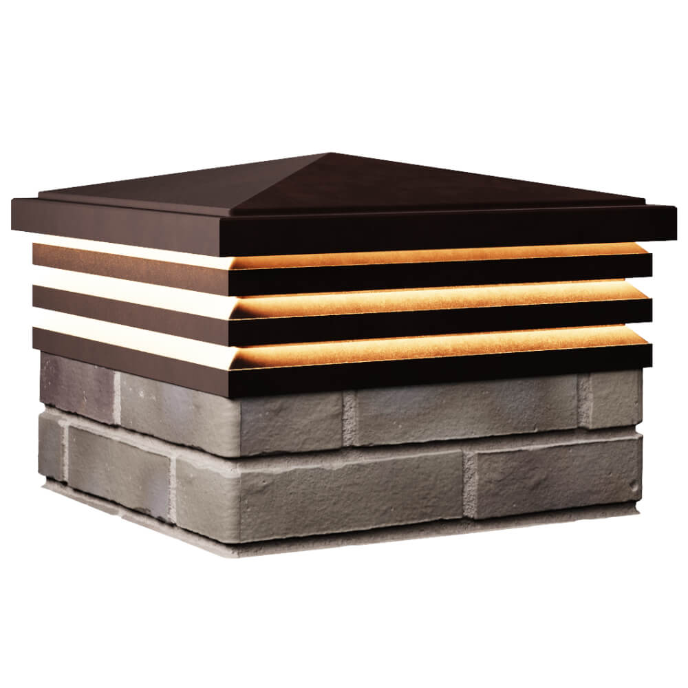 Колпак Zking Бона ХайТек Коричневый на столб 1.5х1.5 кирпича (385х385мм) с подсветкой в Омске фото