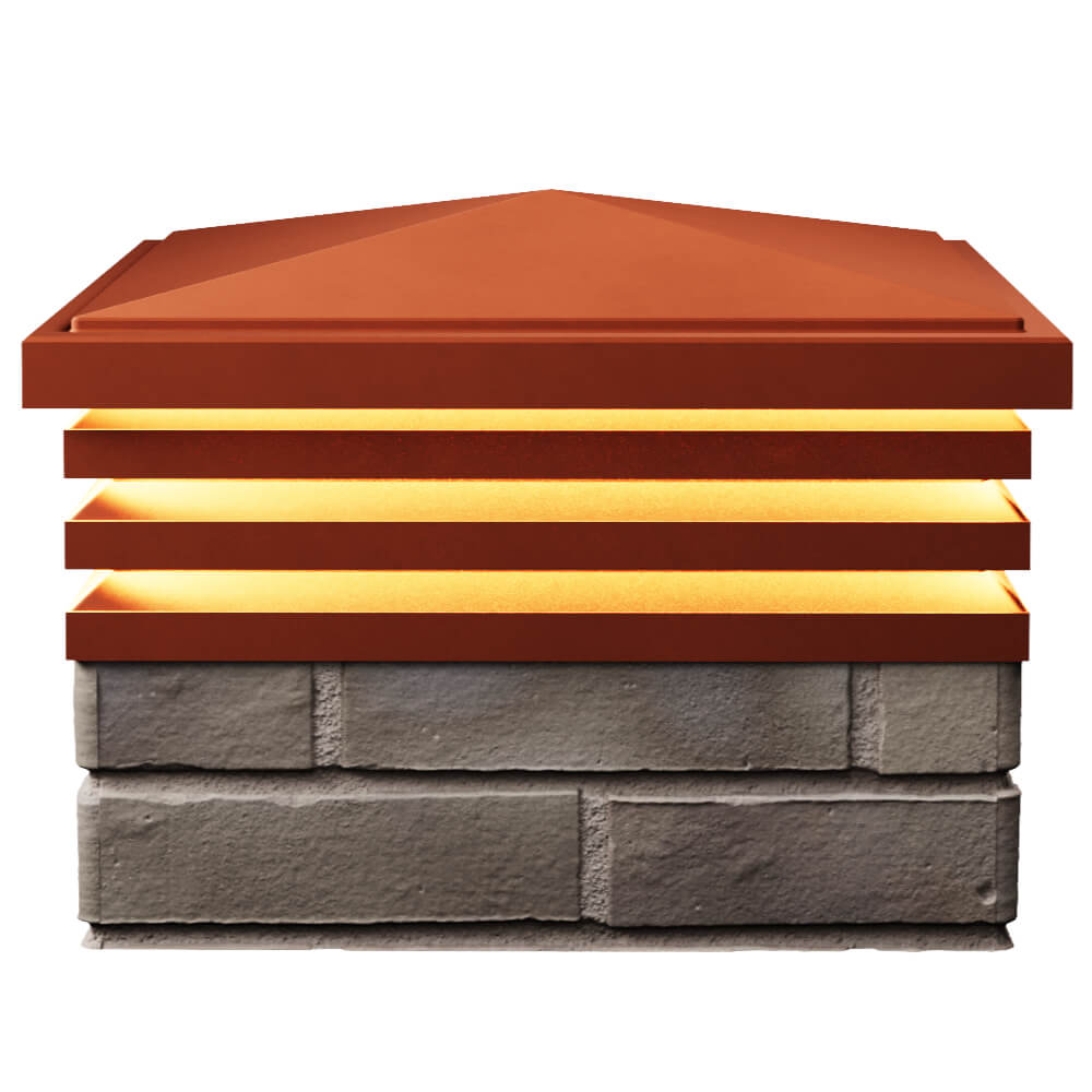 Колпак Zking Бона ХайТек Красный на столб 1.5х1.5 кирпича (385х385мм) с подсветкой в Омске фото