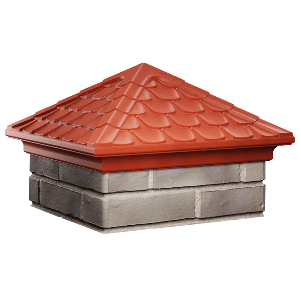 Колпак Zking Эльбрус Красный на столб 1.5х1.5 кирпича (385х385мм) в Омске фото