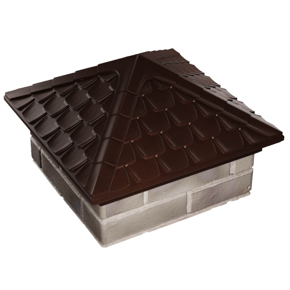 Колпак Zking Эльбрус Коричневый на столб 1.5х1.5 кирпича (385х385мм) в Омске фото