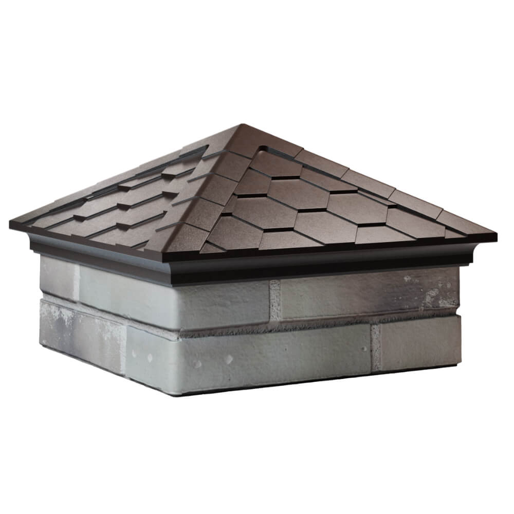 Колпак Zking Эверест Коричневый на столб 1.5х1.5 кирпича (390х390мм) в Омске фото