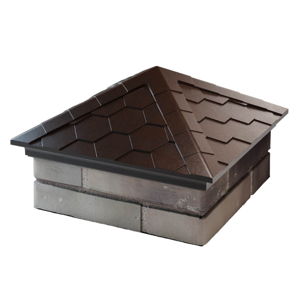Колпак Zking Эверест Коричневый на столб 1.5х1.5 кирпича (390х390мм) в Омске фото