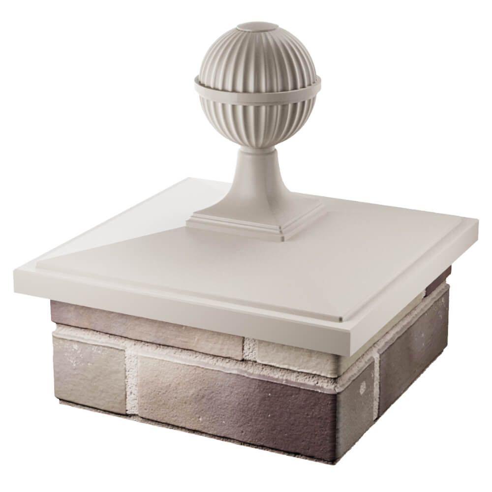 Колпак Zking БонаМоно Бежевый с шаром на столб 1.5х1.5 кирпича (385х385, 400х400мм) в сборе в Омске фото